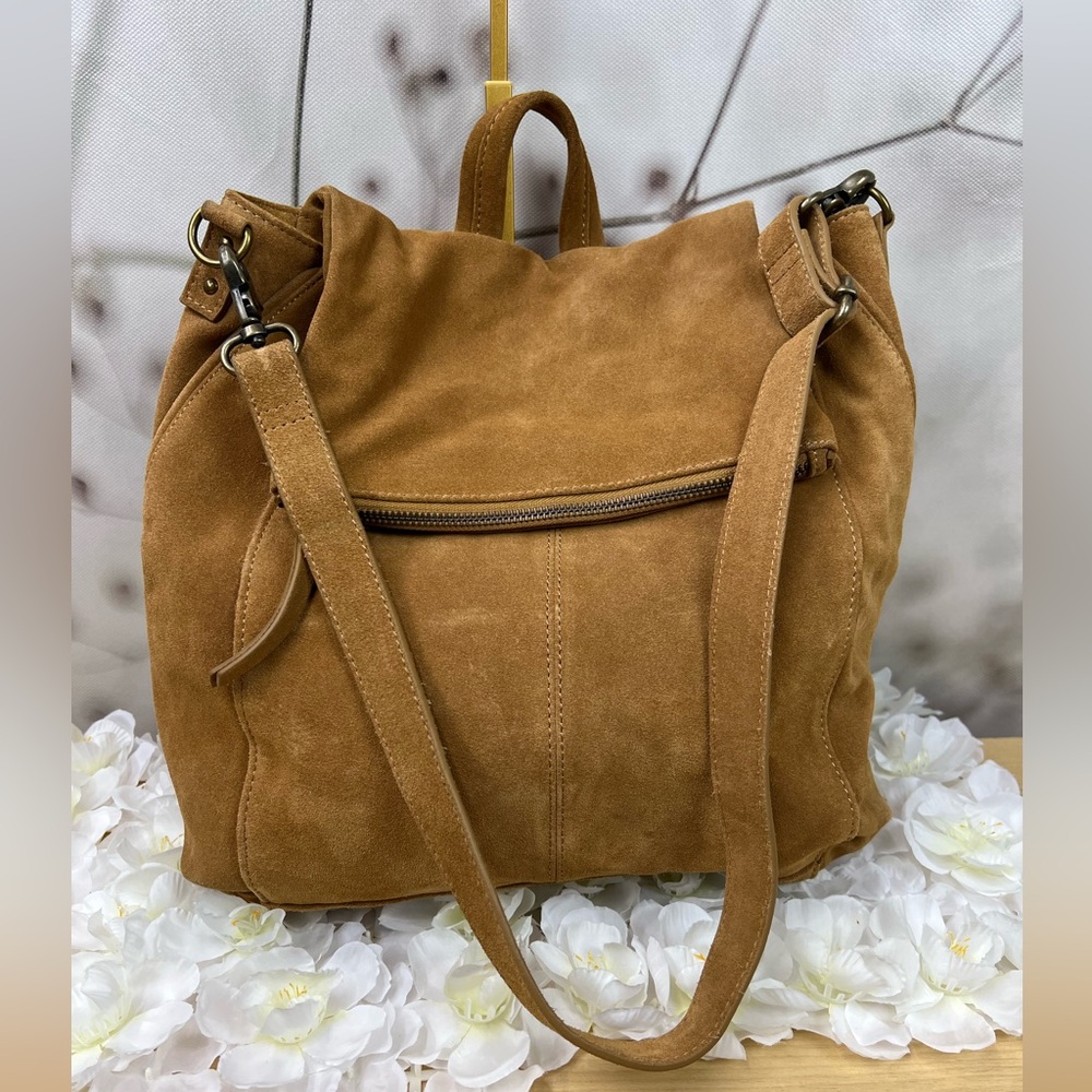 Free People Camilla Convertible Backpack |  Suede Tan Shoulder Bag NEW - Picture 2 of 11